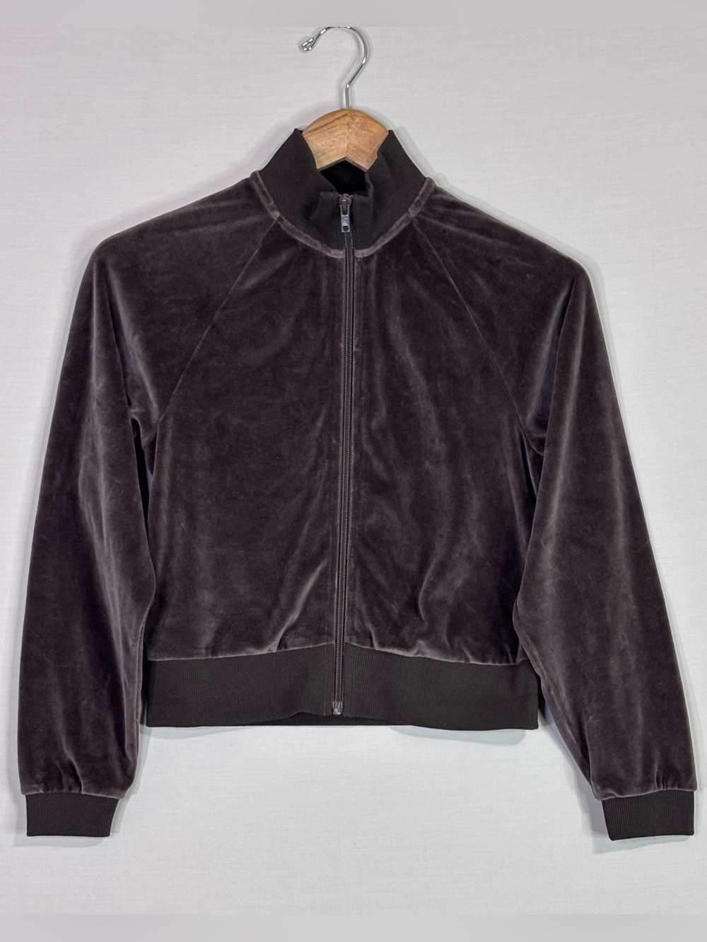 SKIMS Velour Zip Jacket Dark Sepia Cropped Track Jacket NWT Soft Glam